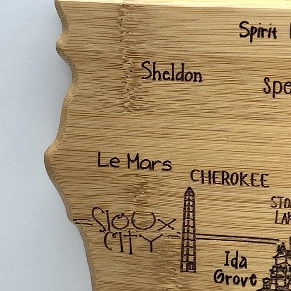 Totally Bamboo Iowa State Map Cutting Board Serving Cheese Board Kitchen Decor
